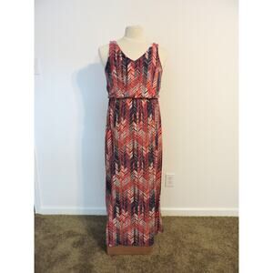 Faded Glory Chevron Sleeveless Maxi Dress - Size Large